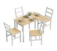 HOMCOM Conjunto de Mesa de Comedor y 4 Sillas 108 cm, Set de 5 Piezas Estilo Nórdico con Estructura de Acero Resistente, Mesa Rectangular para Cocina y Comedor, Roble y Blanco