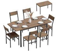 HOMCOM Conjunto de Mesa y 6 Sillas de Comedor de 7 Piezas Marrón | Mesa de Cocina Extensible 120-160 cm, Ahorro de Espacio, para 4-6 Personas, Marco Metálico