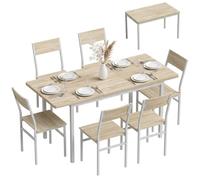HOMCOM Conjunto de Mesa y 6 Sillas de Comedor de 7 Piezas Roble | Mesa de Cocina Extensible 120-160 cm, Ahorro de Espacio, para 4-6 Personas, Marco Metálico