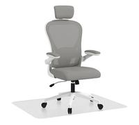 Homcom conjunto de oficina incluye 1 silla de oficina de malla con altura ajustable reposacabezas y soporte lumbar ajustables gris y 1 alfombra protectora 90x120 cm 125 cm