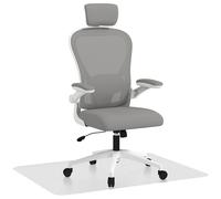 HOMCOM Conjunto de Oficina Incluye 1 Silla de Oficina de Malla Gris y 1 Alfombra Protectora 90x120 cm Aosom España