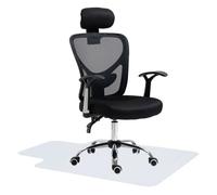 Homcom conjunto de oficina incluye 1 silla de oficina reclinable con altura ajustable 62x67x108-118 cm y 1 alfombra protectora de suelo 90x120 cm negro y transparente