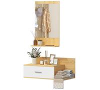 HOMCOM Conjunto de Recibidor de Entrada de Pared Espejo Madera Natural