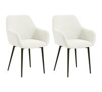 HOMCOM Conjunto de Sillas de Comedor Nórdicas Tapizadas con Brazos Curvos en Tela de Terciopelo 54x57x80 cm Crema Aosom España