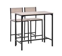 Homcom conjunto mesa alta de cocina con 2 taburetes, mesa de bar alta, ahorro de espacio, para pisos pequeños, comedor, balcón o isla cocina, estilo industrial, 89x45x87 cm, natural y negro