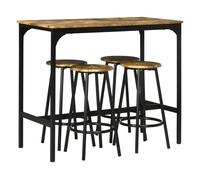 Homcom conjunto mesa alta de cocina con 4 taburetes, mesa de bar alta, ahorro de espacio, para pisos pequeños, comedor, balcón o isla cocina 110x50x89,5 cm, marrón rústico y negro 110 cm