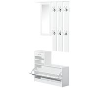 HOMCOM Conjunto Muebles de Entrada Recibidor Pasillo 3 Piezas Perchero Espejo
