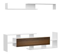 HOMCOM Conjunto Muebles de TV de Pared 65" o de Pie 40" Blanco y Marrón