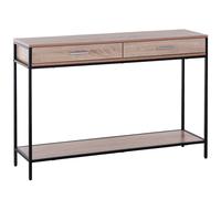 HOMCOM Consola para Recibidor Mueble para Recibidor Estilo Industrial con Cajones y Estructura de Acero para Entrada Pasillo 120x30x81,5 cm Roble