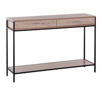 HOMCOM Consola para Recibidor Mueble para Recibidor Estilo Industrial con Cajones y Estructura de Acero para Entrada Pasillo 120x30x81,5 cm Roble