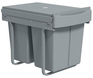 HOMCOM, contenedor de residuos extensible con 2 compartimentos extraíbles de 20 litros cada uno, con asa, color gris