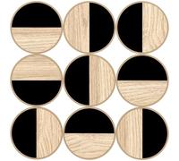 HOMCOM Cuadro Decorativo de Pared Geométrico 60x60cm Negro/Madera Natural