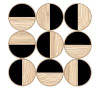 Homcom cuadro decorativo de pared geométrico, adorno moderno 3d de 60x60 cm, escultura de pared con espejo de plástico, marco metálico, para salón, dormitorio, pasillo, negro y madera natural 3.8 cm