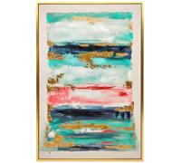 HOMCOM Cuadro en Lienzo Abstracto a Mano 120x80 cm Moderno Multicolor | Cuadro para Decoración de Salón, Marco de Madera Maciza, Decoración de Pared para Dormitorio, Salón, Cocina
