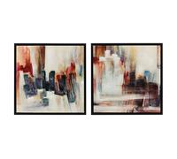 HOMCOM Cuadros en Lienzo Abstractos a Mano 2 Piezas 40x40 cm Multicolor
