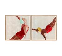 HOMCOM Cuadros en Lienzo de Figuras Dinámicas a Mano, 40x40 cm, Rojo