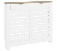 HOMCOM Cubierta de Radiador 2 Cajones Abatibles 108Ax19Px95.5H cm Blanco | Patrón de cruz moderno, cubierta de radiador MDF, estante superior, sala de estar, dormitorio, pasillo.