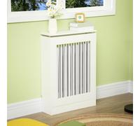 HOMCOM Cubierta de Radiador Diseño Moderno Estante 60x18x84 cm Blanco | Cubre Radiador de MDF, para Radiador Vertical, para Sala de Estar Dormitorio