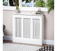 HOMCOM Cubierta de Radiador Diseño Moderno Estante 90x18x84 cm Blanco | Cubre Radiador de MDF, para Radiador Vertical, para Sala de Estar Dormitorio