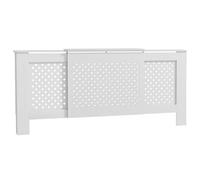HOMCOM Cubierta de radiador madera ajustable 136-200x21,5x91,7cm Blanco | Cubierta de radiador moderna, patrón de panal, para dormitorio, salón