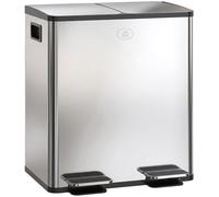 HOMCOM Cubo de basura 2 x 20 l de acero inoxidable, sistema de separación de basura con tapa de cierre suave, cubos interiores extraíbles, compartimentos desodorantes, cubos con pedal para apartamento