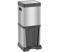 HOMCOM Cubo de basura 20+14 L, cubo con pedal y tapa, compartimento basculante, cubos interiores extraíbles, acero inoxidable, 32,5 x 31,5 x 78 cm, plateado
