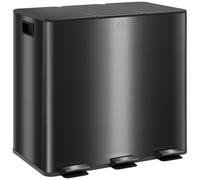 HOMCOM Cubo de basura 45L con 3 compartimentos de 15L tapa cubos extraíbles 3x15L Negro Aosom España