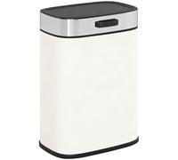 HOMCOM Cubo de basura 5 L, colocable independiente o colgado, acero inoxidable, blanco crema Aosom España
