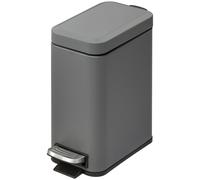 HOMCOM Cubo de Basura 5L Cubo de Basura con Pedal Cubo de Cosméticos Papelera con Tapa y Pedal, Cubo de Basura con Cubo Interior, Cubo de Basura de Baño para Salón, Oficina, Metal, Gris, 29,2 x 14 x 3