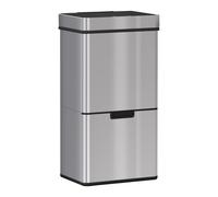 HOMCOM Cubo de Basura Apertura Automática de Cocina Capacidad 72L Acero Inoxidable Plástico ABS Negro Gris 42x30x81 cm Aosom España