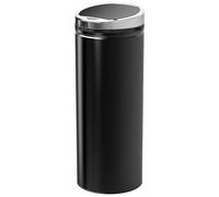 HOMCOM Cubo de Basura Automático 50L con Sensor de Movimiento, Papelera Cocina de Cierre Suave y Silencioso, Cuerpo Acero Inoxidable para Oficina, Comedor, Negro