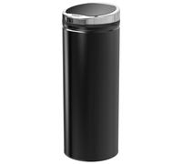 HOMCOM Cubo de Basura Automático 50L con Tapa Cierre Suave y Silencioso Cuerpo de Acero Inoxidable Negro