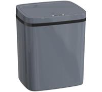 HOMCOM Cubo de basura automático de plástico, 15 L, color gris