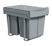 HOMCOM Cubo de Basura bajo Fregadero 2 Contenedores de Reciclaje Extraíble 2 x 20 L Deslizamiento Suave Gris