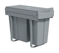 HOMCOM Cubo de Basura bajo Fregadero, Cubo de Basura Cocina, 2 Contenedores de Reciclaje Extraíble, 20L+10L Gris