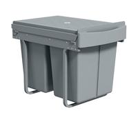HOMCOM Cubo de Basura bajo Fregadero, Cubo de Basura Cocina, 2 Contenedores de Reciclaje Extraíble, 20L+20L, Deslizamiento Suave, Asa, Tapa con Patrón de Diamante, Gris