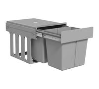 HOMCOM Cubo de Basura bajo Fregadero, Cubos de Basura con Contenedores de Reciclaje Extraíbles, Fijación Inferior Gris claro