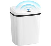 HOMCOM Cubo de Basura Cocina Automático 15 L, Papelera de Cocina con Sensor Infrarrojo y Modo Manual, Anillo de Retención BLANCO
