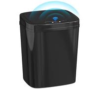 HOMCOM Cubo de Basura Cocina Automático 15 L con Sensor Infrarrojo Negro | Papelera de Cocina Estrecha, Modo Manual, Anillo de Retención, Antihuellas, para Oficina, Hogar