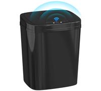 Homcom cubo de basura cocina automático 15 l, papelera de cocina estrecha con sensor infrarrojo y modo manual, anillo de retención, antihuellas, para oficina, hogar, blanco 21.4 cm