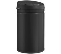 HOMCOM Cubo de Basura Cocina Automático 30 L Sensor Infrarrojo Cierre Automático Antihuellas Acero Inoxidable Negro