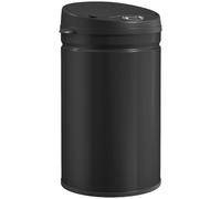 HOMCOM Cubo de Basura Cocina Automático 30 L, Sensor Infrarrojo, Negro | Papelera de Cocina de Acero Inoxidable, Cierre Automático, Antihuellas, para Dormitorio, Oficina