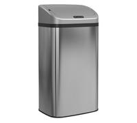 Homcom cubo de basura cocina automático 48 l, papelera de cocina de acero inoxidable, sensor infrarrojo, cierre automático, antihuellas, para dormitorio, oficina, plata