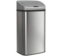 HOMCOM Cubo de Basura Cocina Automático 48 L Sensor Infrarrojo Cierre Automático Antihuellas Acero Inoxidable Plata