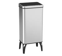 HOMCOM Cubo de Basura Cocina Automático 50 L, Papelera de Cocina de Acero Inoxidable con Sensor Infrarrojo, Cierre Suave, Patas Silver