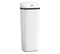 Homcom cubo de basura cocina automático 50 l, papelera de cocina estrecha de acero inoxidable con sensor infrarrojo y modo manual, anillo de retención, antihuellas, para oficina, hogar, blanco