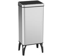 HOMCOM Cubo de Basura Cocina Automático 50L, Papelera de Cocina de Acero Inoxidable con Sensor Infrarrojo, Cierre Suave, Plata
