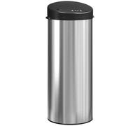 HOMCOM Cubo de Basura Cocina Automático 55 L de Acero Inoxidable con Sensor Infrarrojo Cierre Suave Antihuellas Plateado