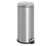 Homcom cubo de basura con apertura a pedal basurero automático cierre interno extraíble con volumen de 30 l acero inoxidable ф29,2x62,9 cm plateado