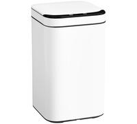 HOMCOM Cubo de Basura de 13L con Sensor y Espacio para Desodorantes, en Acero y PP, 24x24x41 cm, Blanco y Negro Aosom España